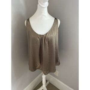 New York & Company Vintage Y2K Tan & Black Polka-Dot Tank Top
